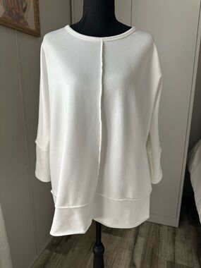 SPANX White Layered-Hem Long Sleeve Top